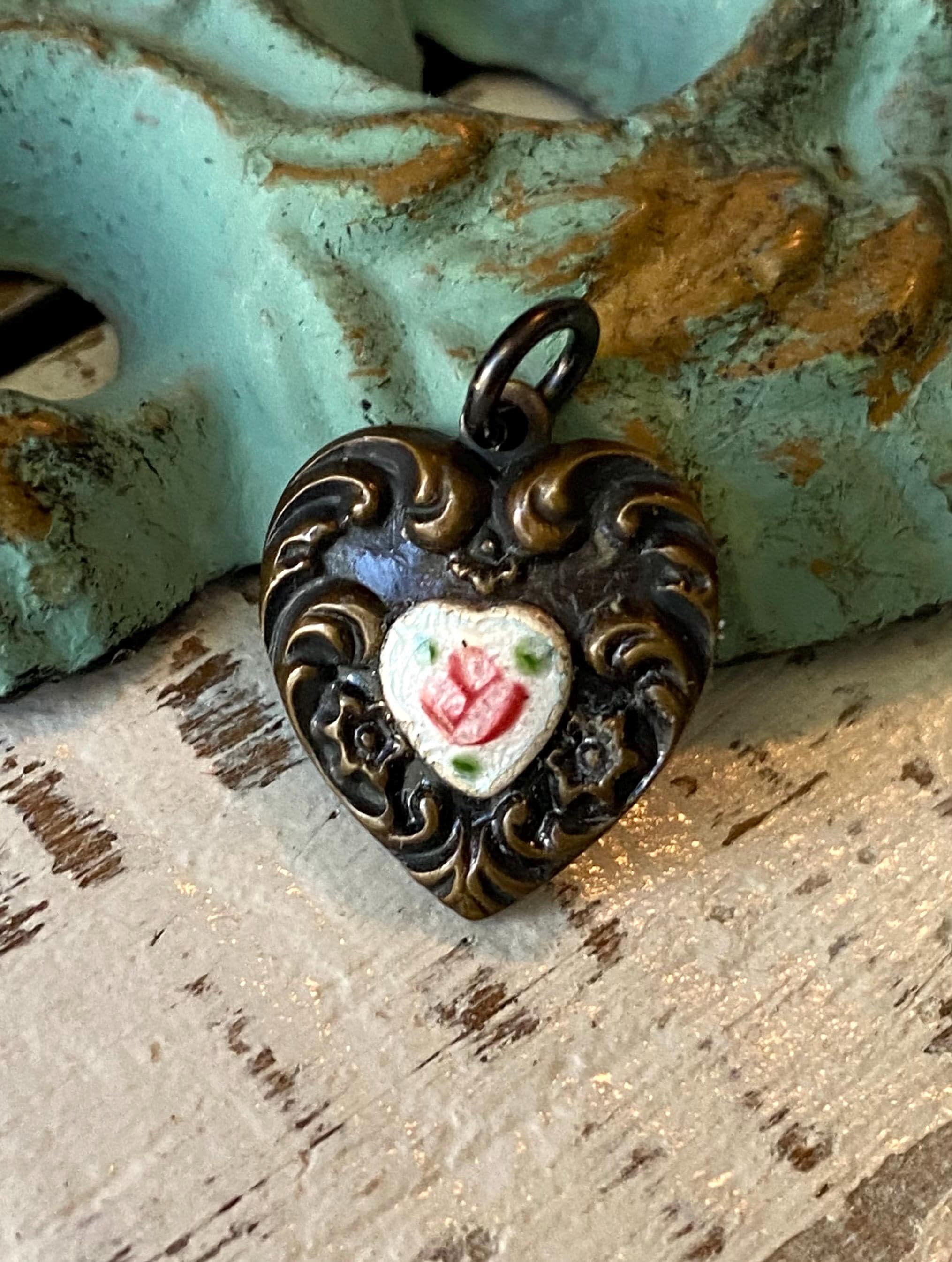 Pendentif en métal coeur ajouré 30x28 mm cuivre x1 - Pendentifs en