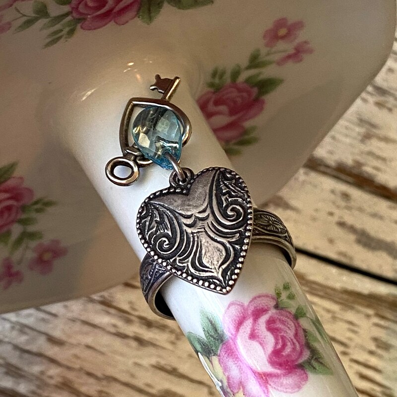 Heart Charm Cigar Band Ring