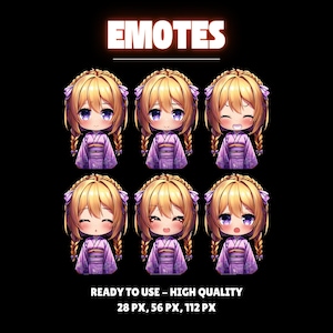 SakuraLace Emotes Or Kick Emotes | Animated Emotes | Chibi anime style | Twitch Sub Emotes, Emoji for streamer Twitch, Facebook, Discord