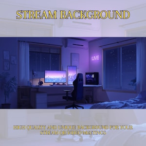 Neon Den Background, Cozy Gamer Girl Room Background, Twitch Background, Vtuber Background, Static Background, Background Twitch, Cozy, Lofi
