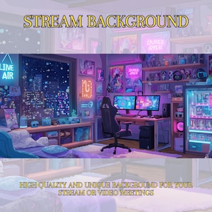 Neonest Background, Cozy Gamer Girl Room Background, Twitch Background, Vtuber Background, Static Background, Background Twitch, Cozy, Lofi