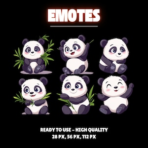 PandaPals Emotes Or Kick Emotes | Animated Emotes | Chibi anime style | Twitch Sub Emotes, Emoji for streamer Twitch, Facebook, Discord