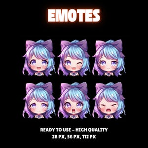 VibeViolet Emotes Or Kick Emotes | Animated Emotes | Chibi anime style | Twitch Sub Emotes, Emoji for streamer Twitch, Facebook, Discord