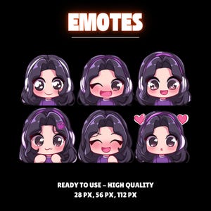 VibeViolet Emotes Or Kick Emotes | Animated Emotes | Chibi anime style | Twitch Sub Emotes, Emoji for streamer Twitch, Facebook, Discord