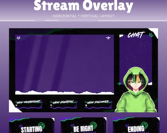 Custom Animated Stream Overlay: Twitch, YouTube, VTuber Layout