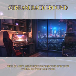 Cozy Gamer Girl Room Background: Nightshift Lofi Twitch Vtuber Stream (PNG Digital Download 1920x1080px)