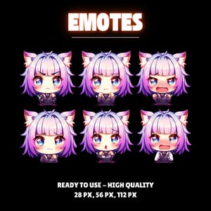 NekoVibe Emotes Or Kick Emotes | Animated Emotes | Chibi anime style | Twitch Sub Emotes, Emoji for streamer Twitch, Facebook, Discord