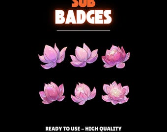 Conjunto de insignias de suscripción de Lotus Bloom, insignias de suscripción, insignias de suscripción de Twitch, insignia de bit, transmisión de Twitch, insignias de suscripción lindas, insignias de poción
