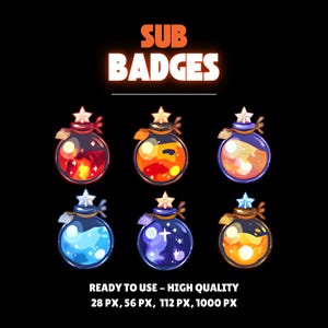 Subbadges set toverdrank, subbadges, subbadges twitch, bitbadge, twitchstream, schattige subbadges, streaming-item, drankjebadges