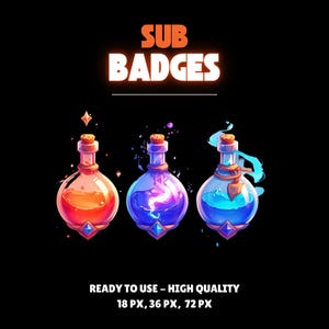 Subbadges set toverdrank, subbadges, subbadges twitch, bitbadge, twitchstream, schattige subbadges, streaming-item, drankjebadges