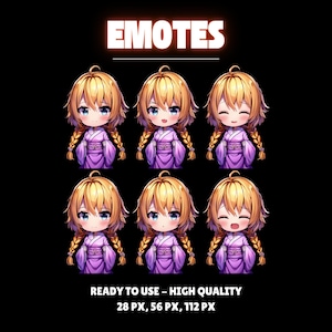 YukaBloom Emotes Or Kick Emotes | Animated Emotes | Chibi anime style | Twitch Sub Emotes, Emoji for streamer Twitch, Facebook, Discord