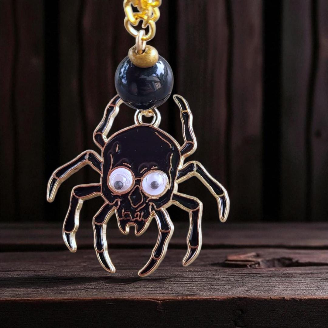 Spider Skull Pendant Necklace - Thumbnail 4