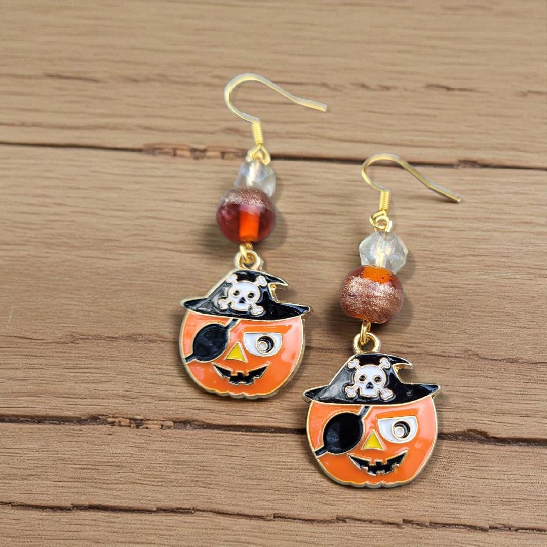 Capt. Pumpkin Spice Pirate Earrings -nickel free - Thumbnail 3