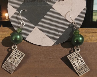 100 dollar bill Earrings - nickel free