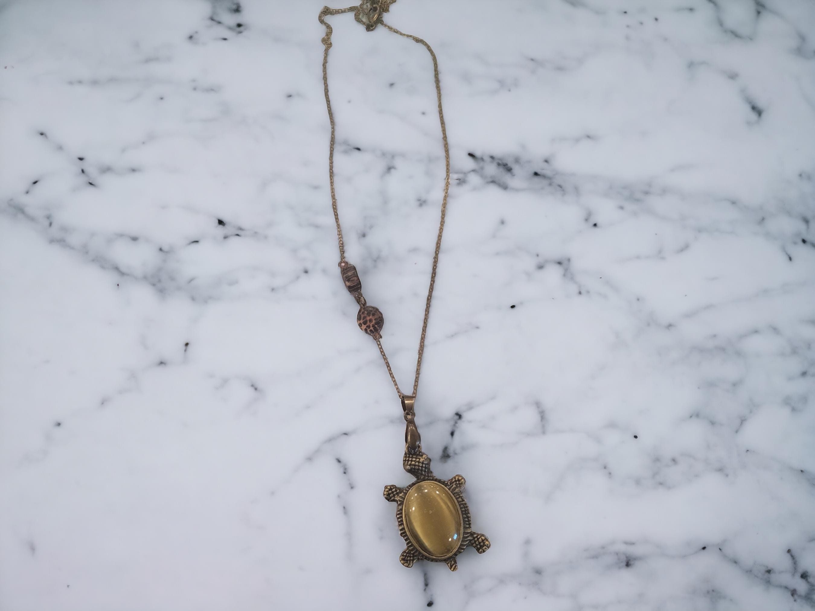 Bronze Turtle Necklace - Golden - Thumbnail 4