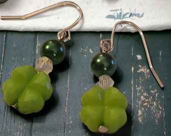 Shamrock and Pearl Earrings St Patrick's Day