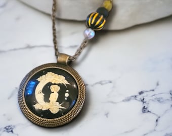 Luna the Moon goddess cabochon necklace