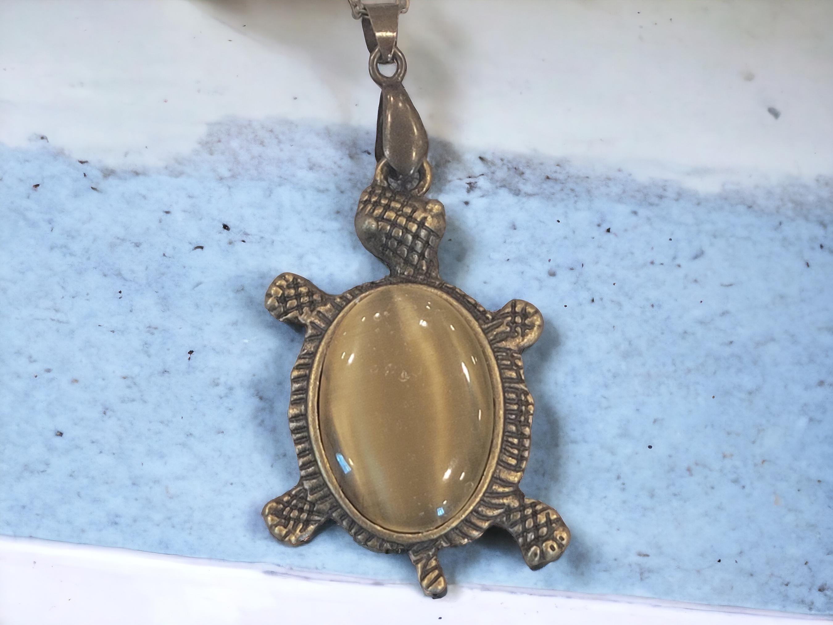 Bronze Turtle Necklace - Golden - Image 1
