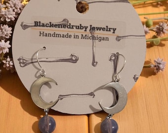 Moon & Lavender Opalite Earrings - nickel free