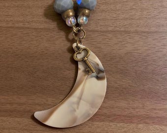 Moon and Key Necklace