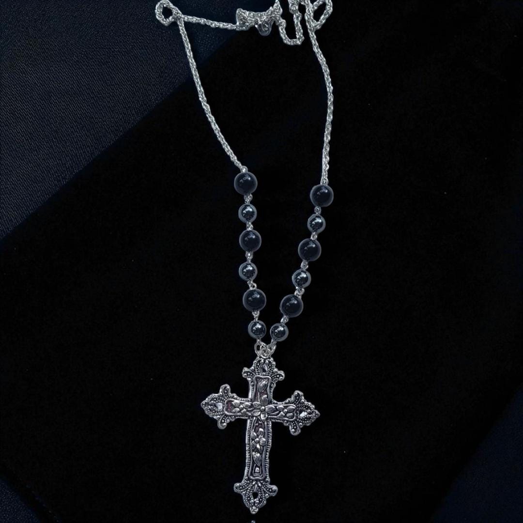 Huge Cross and Hematite Necklace - Thumbnail 4