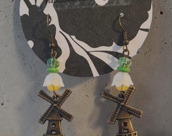 Windmill and Tulip Earrings - nickel free