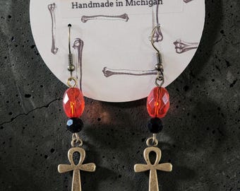 Bronze Ankh Earrings - nickel free