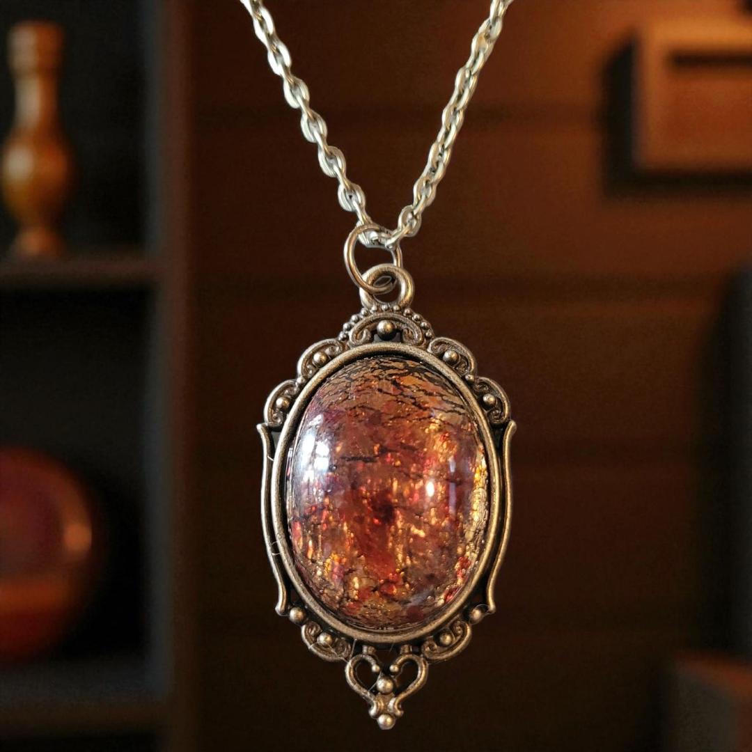 Rootbeer - Vintage Japanese Glass Fire Glass Necklace