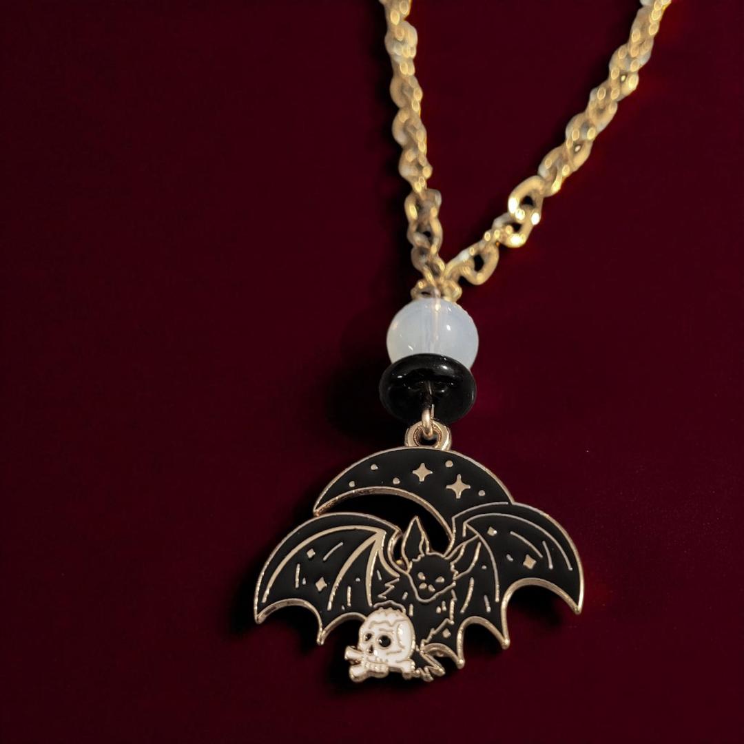 Bat & Skull Enamel Necklace - Thumbnail 3