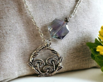 Magic Mushroom crystal bead necklace