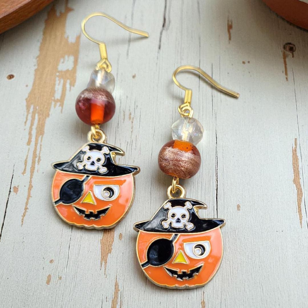 Capt. Pumpkin Spice Pirate Earrings -nickel free - Image 1