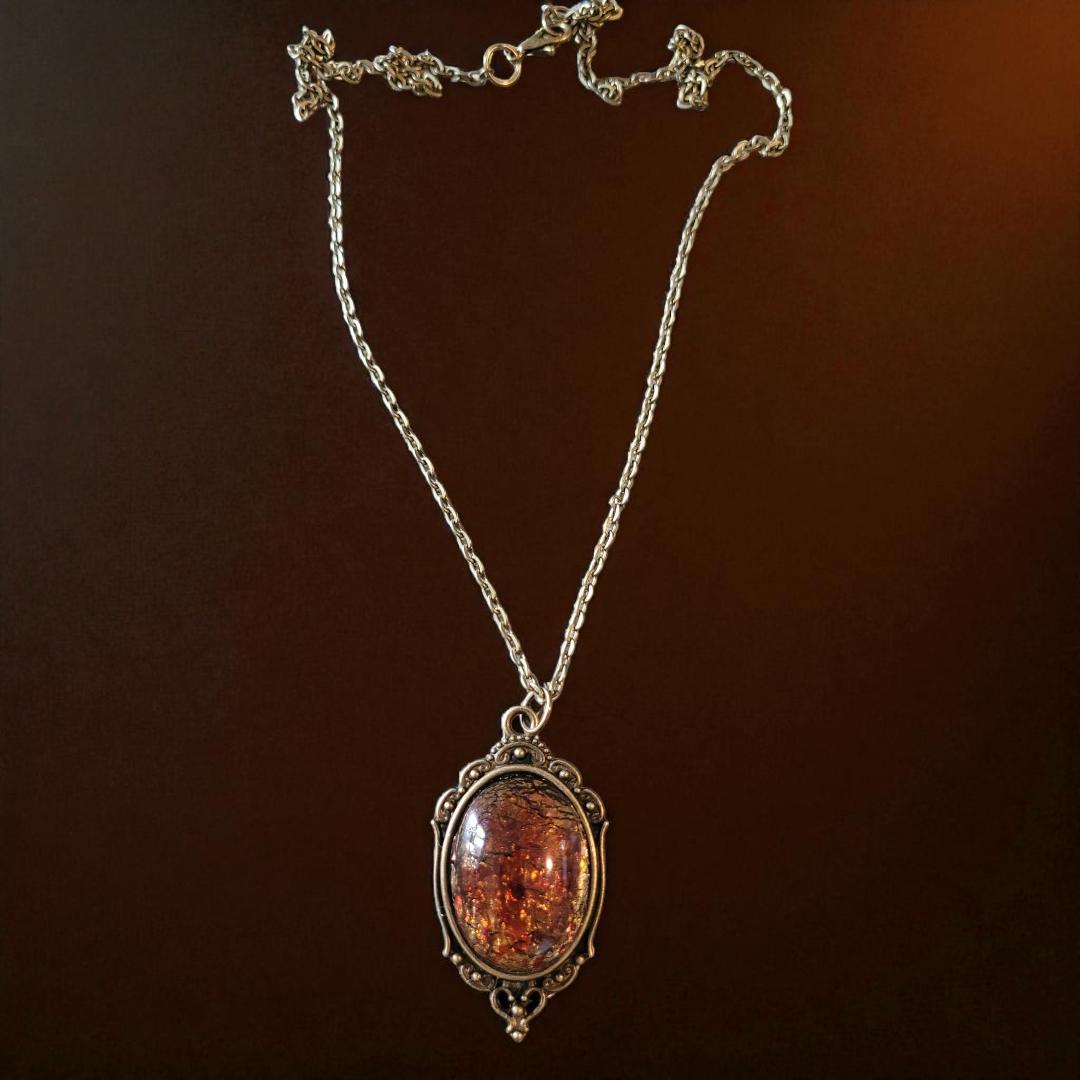 Rootbeer - Vintage Japanese Glass Fire Glass Necklace - Thumbnail 2