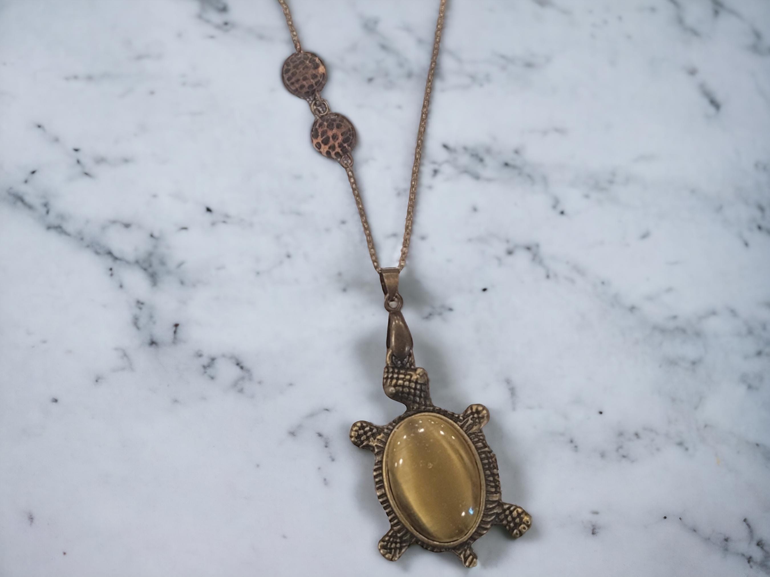 Bronze Turtle Necklace - Golden - Thumbnail 3