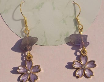 Amethyst Floral Earrings - nickel free