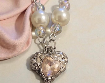 Heart Rhinestone Pendant Necklace