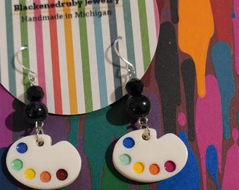 Paint Palette Earrings - nickel free