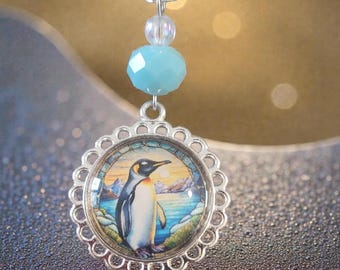Penguin Beaded Cabochon Necklace