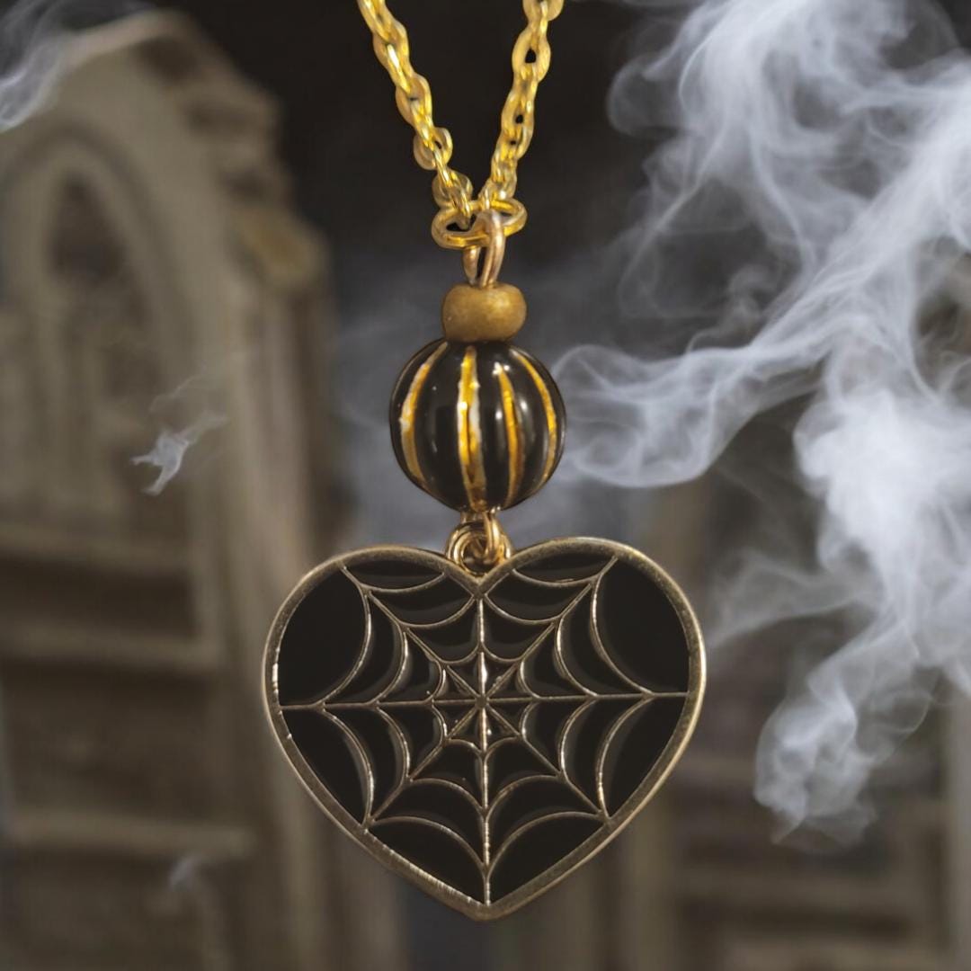 Spiderweb Heart Pendant Necklace - Image 1
