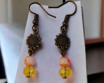 Sunflower earrings for sensitive ears