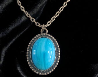Azul cian - Collar de cristal japonés vintage