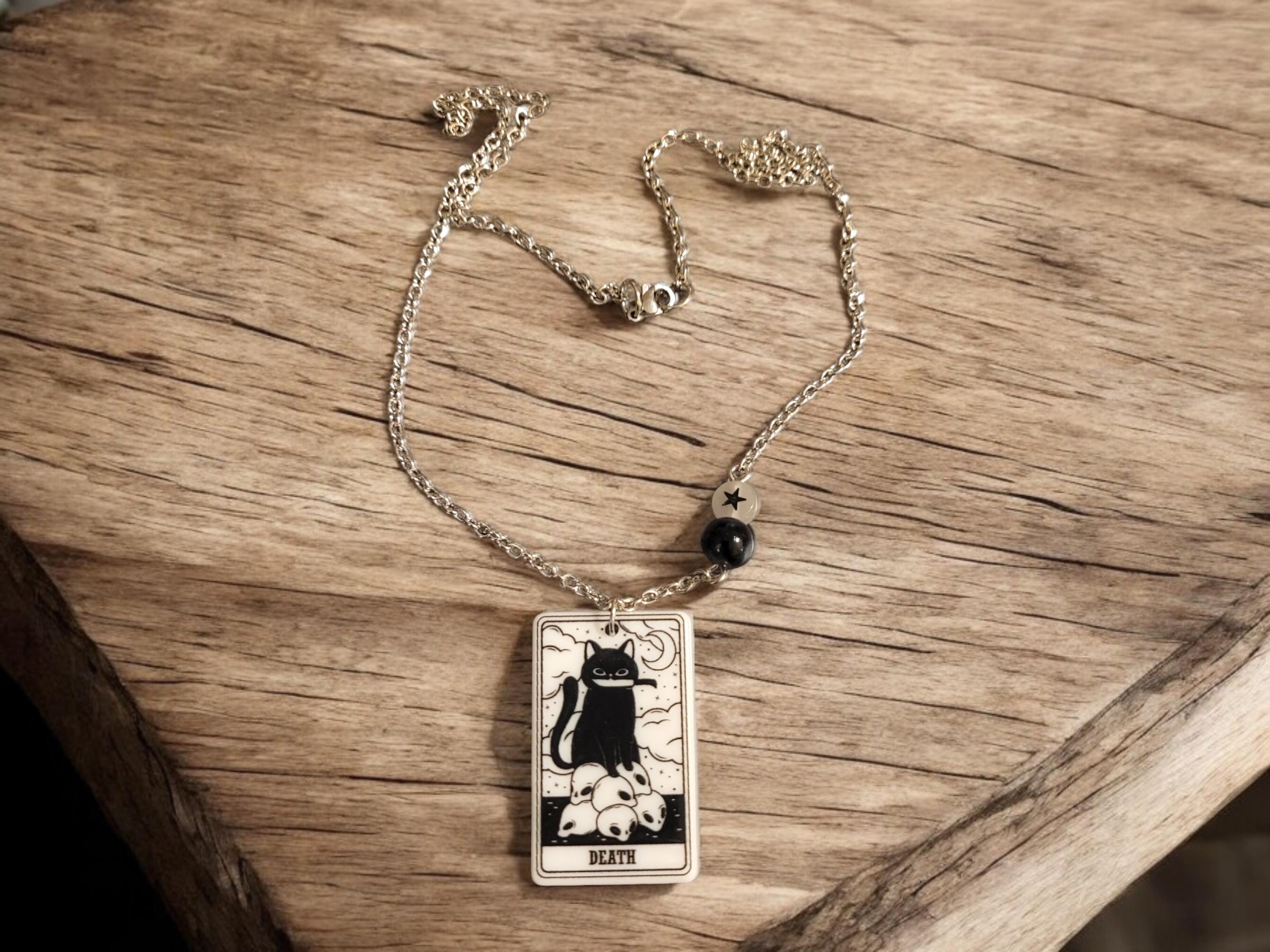 Tarot Card - Death - Acrylic Pendant Necklace - Thumbnail 2