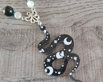 Celestial Snake - Acrylic Pendant Necklace