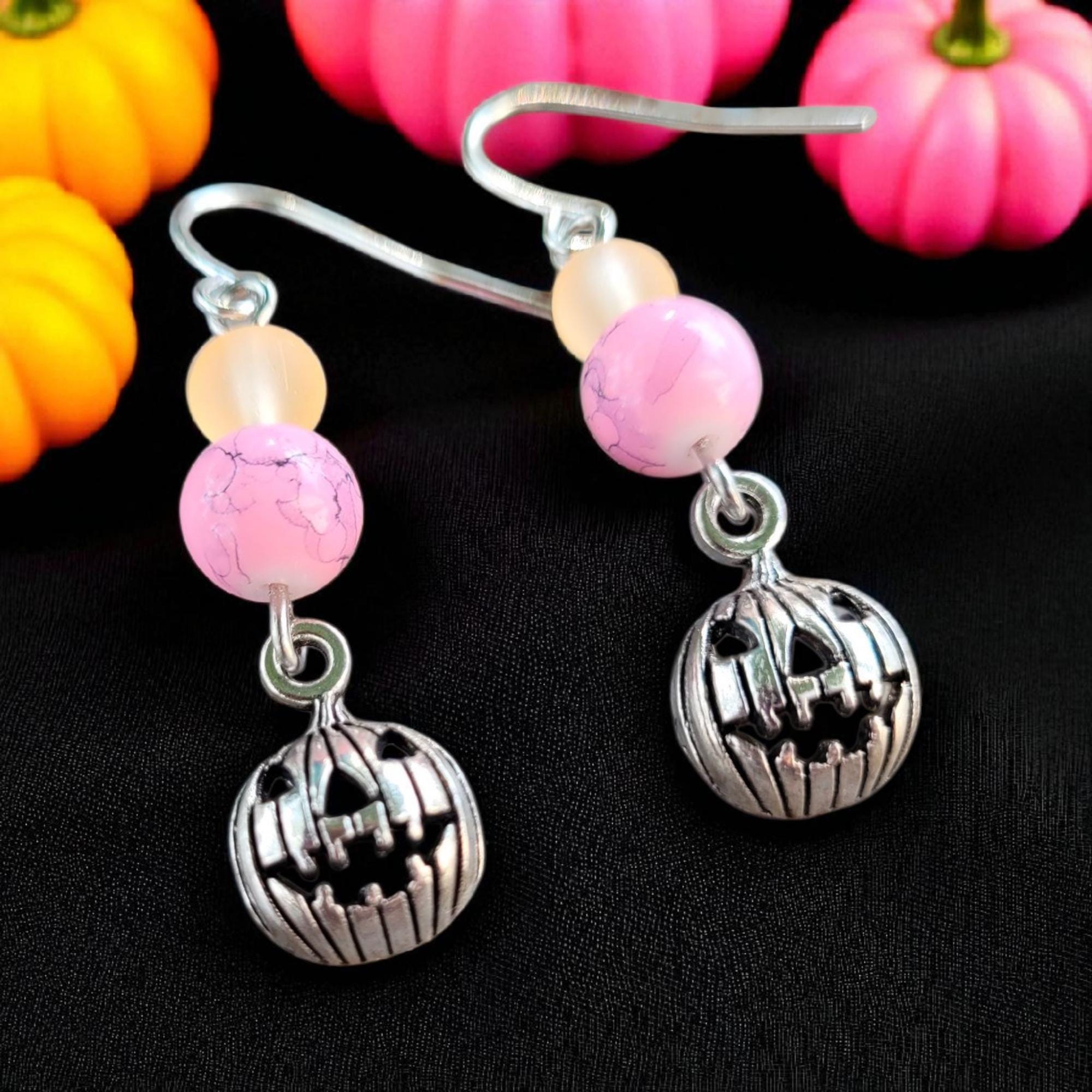 Summerween Pumpkin Earrings - nickel free - Thumbnail 3
