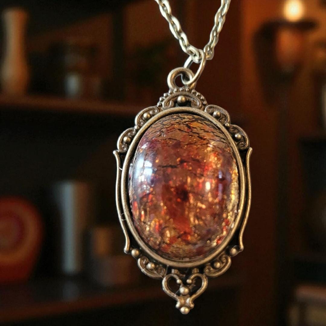 Rootbeer - Vintage Japanese Glass Fire Glass Necklace - Thumbnail 5