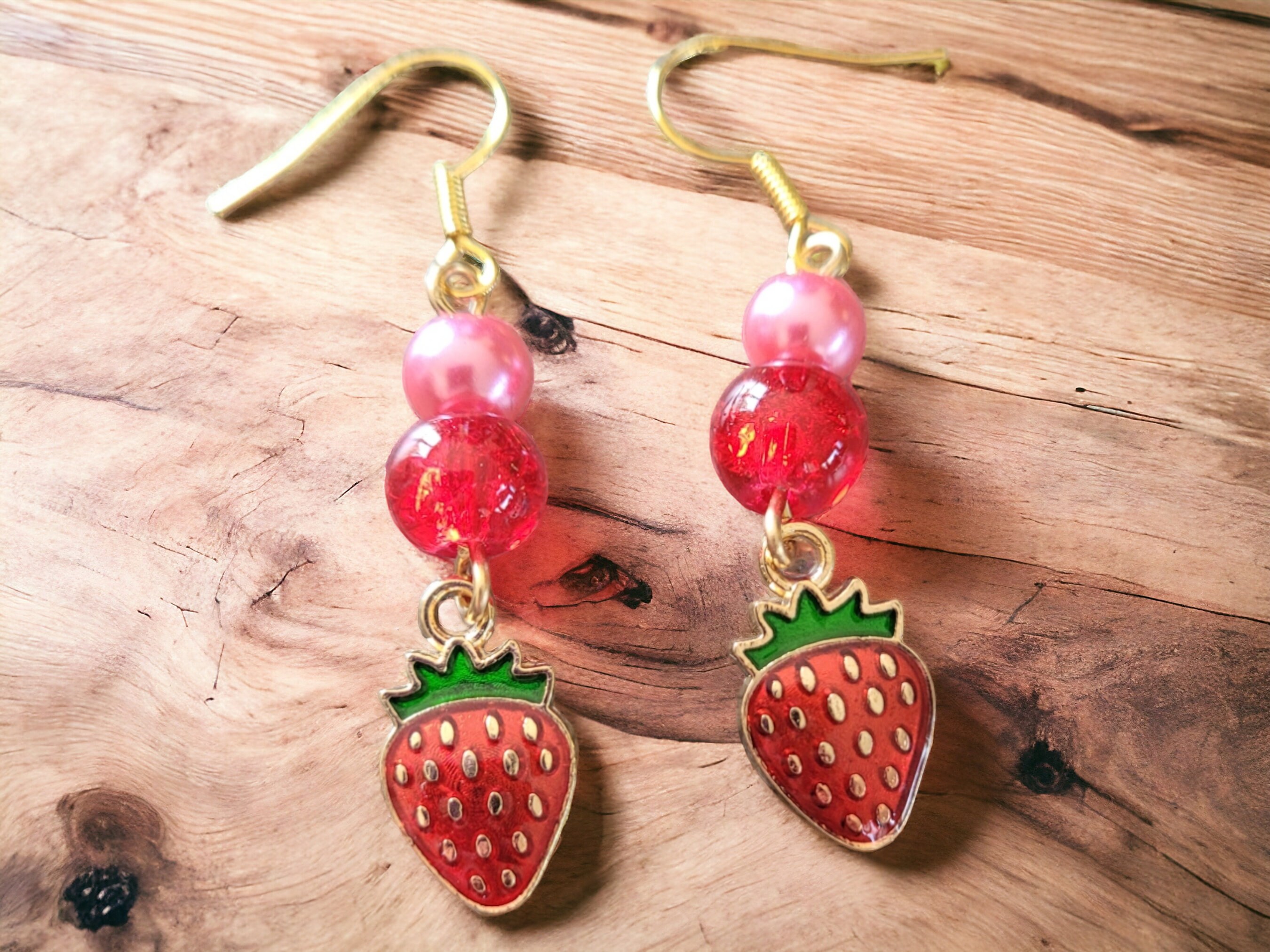 Strawberry Earrings Nickel Free - Thumbnail 3