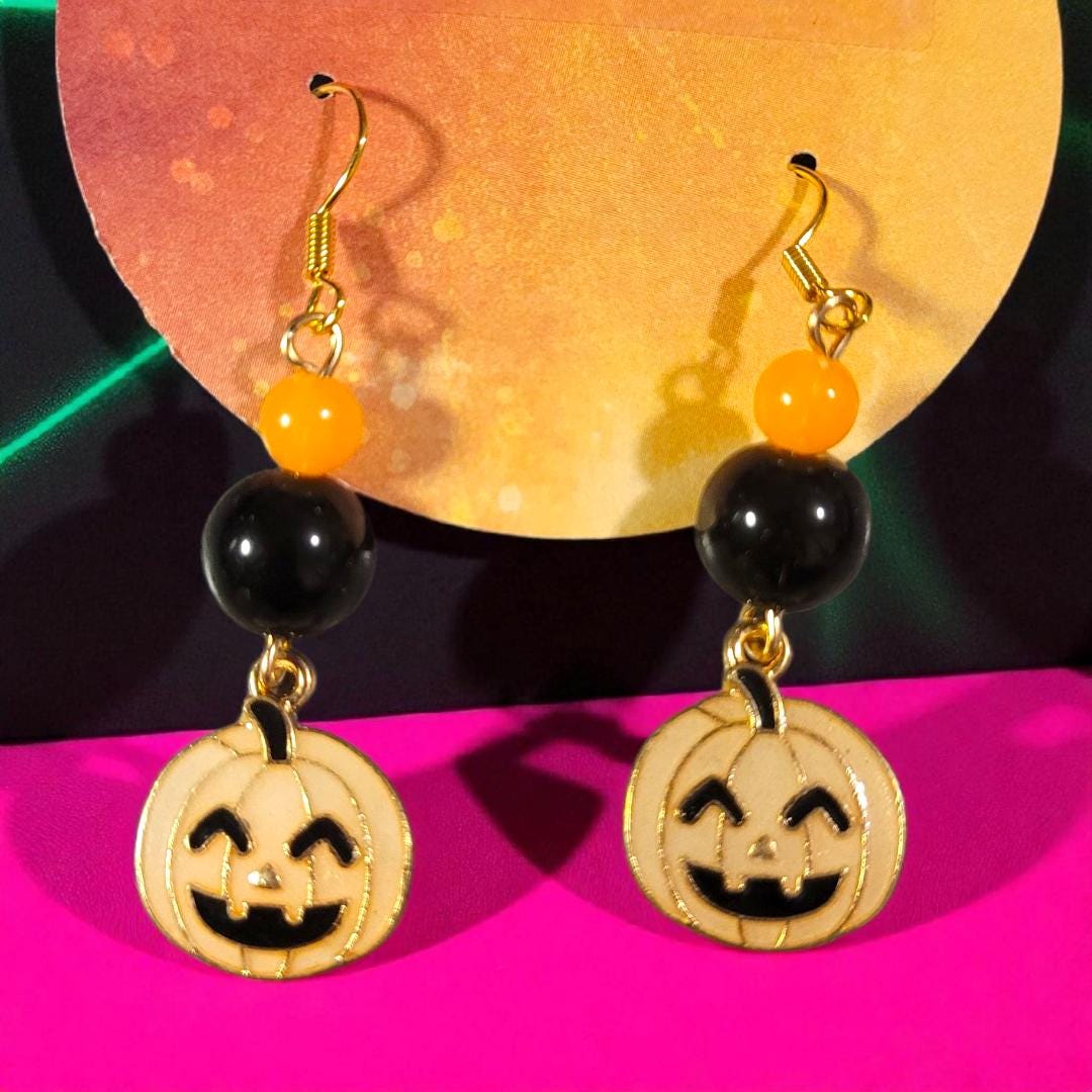 Pumpkin Glow in the Dark Earrings - nickel free - Image 1