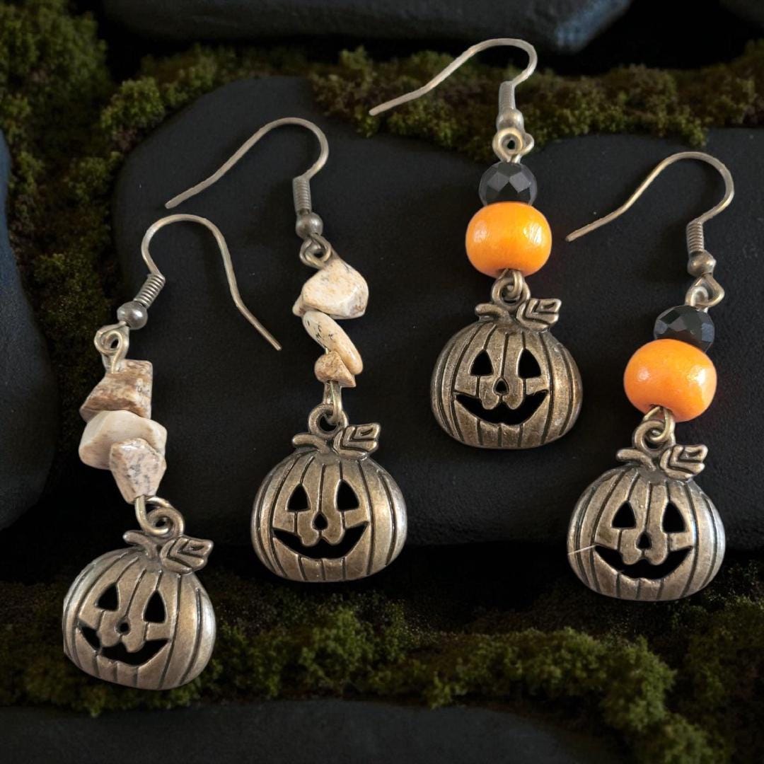 Bronze Pumpkin Earrings - nickel free