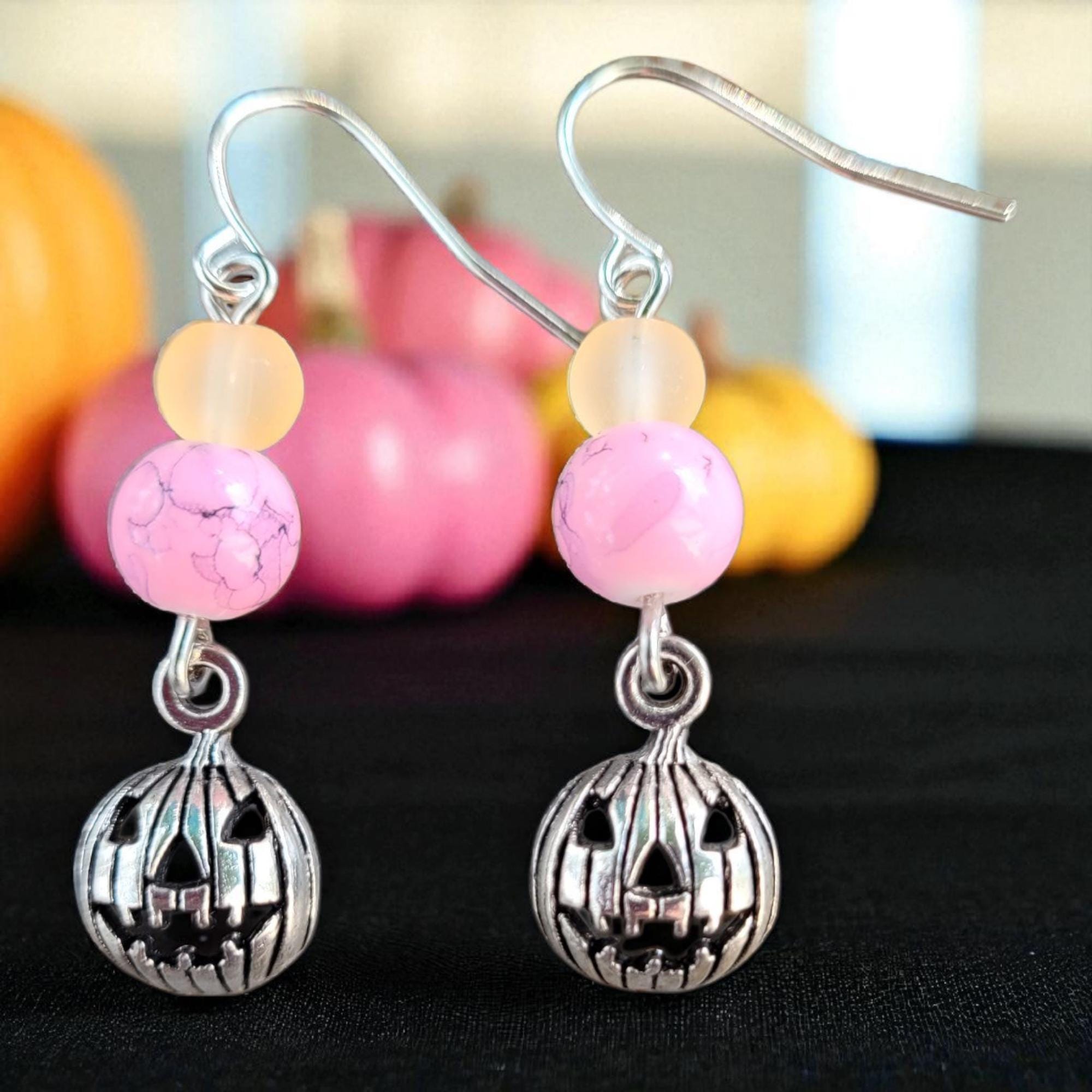 Summerween Pumpkin Earrings - nickel free - Thumbnail 4
