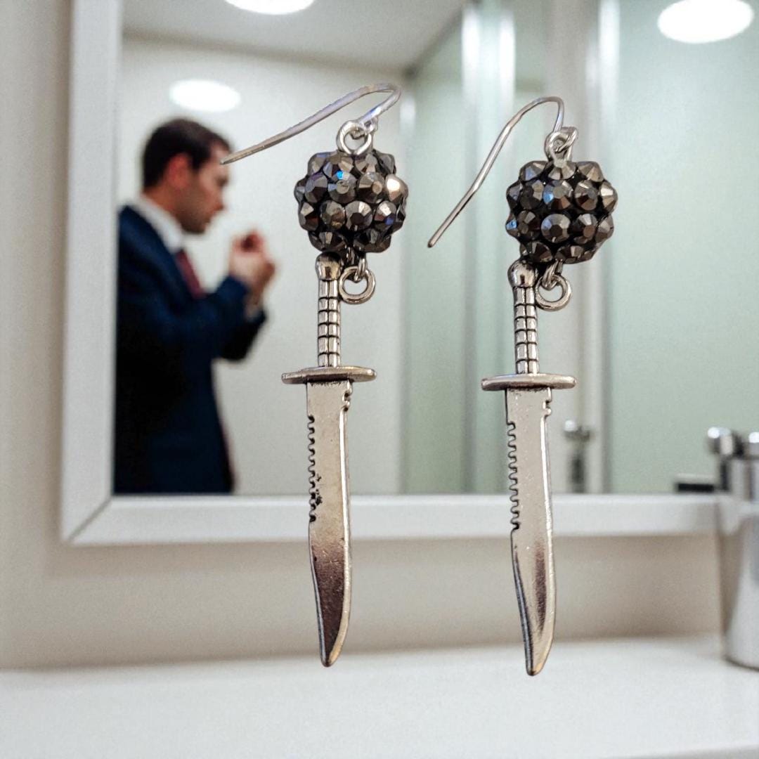 Knife with Disco ball - Earrings - Image 1