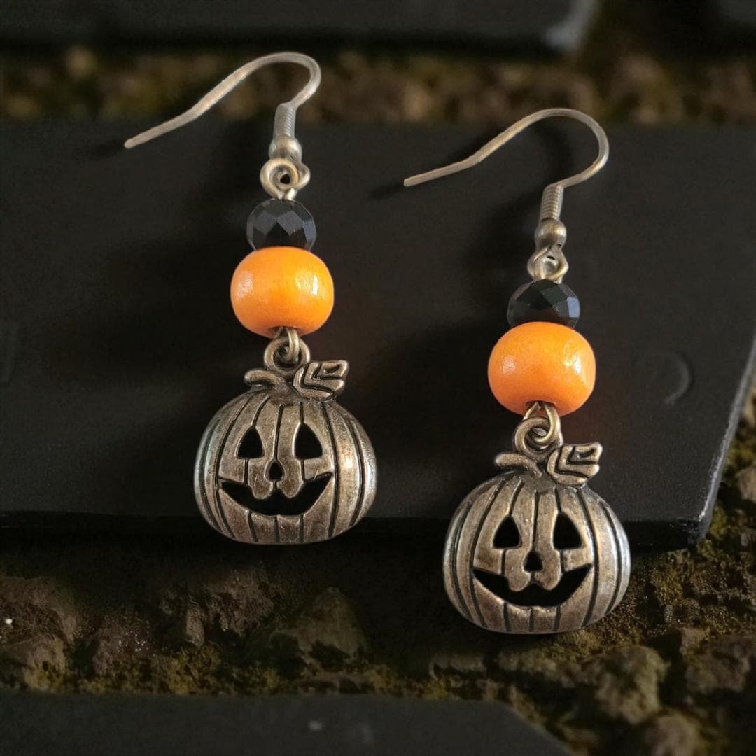 Bronze Pumpkin Earrings - nickel free - Thumbnail 2
